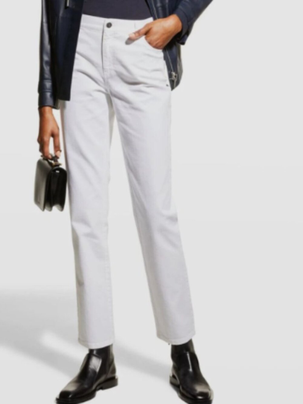 Lafayette 148 Thompson Women's 14 White Stretch Straight Jeans Quiet Luxury NWOT